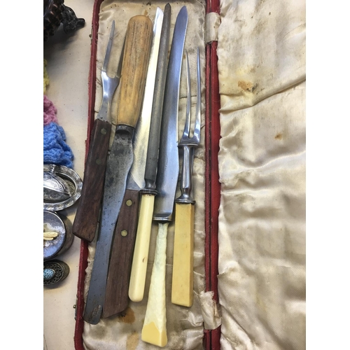 351 - EIGHTEEN MIXED ITEMS TO INCLUDE BOXED CUTLERY, SILVER PLATED WARE, BAROMETERS ETC