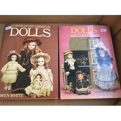 365 - THREE BOXES CONTAINING PORCELAIN COLLECTORS DOLLS AND BOOKS