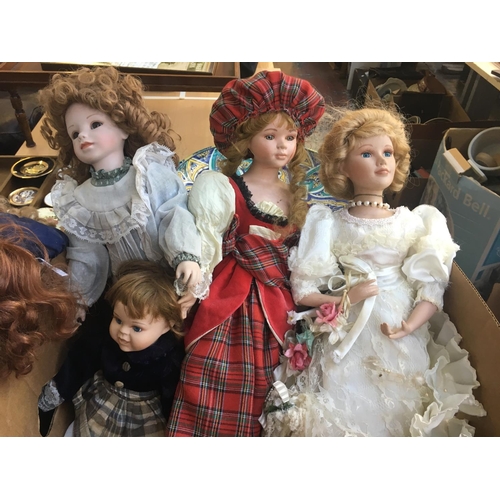 365 - THREE BOXES CONTAINING PORCELAIN COLLECTORS DOLLS AND BOOKS