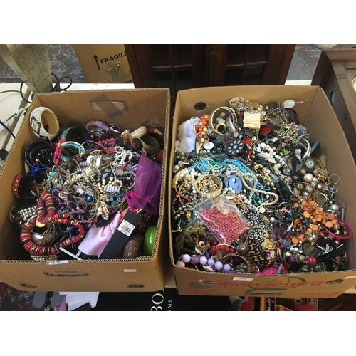 392 - TWO BOXES OF MIXED COSTUME JEWELLERY