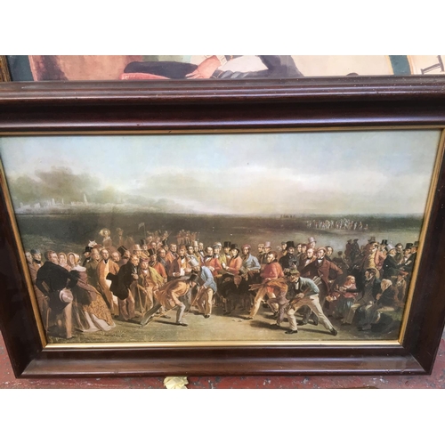 511 - SEVEN VARIOUS PRINTS TO INCLUDE SHIPS AT SAIL, FIGHTING SCENE, CRICKET SCENE, DARTS SCENE ETC