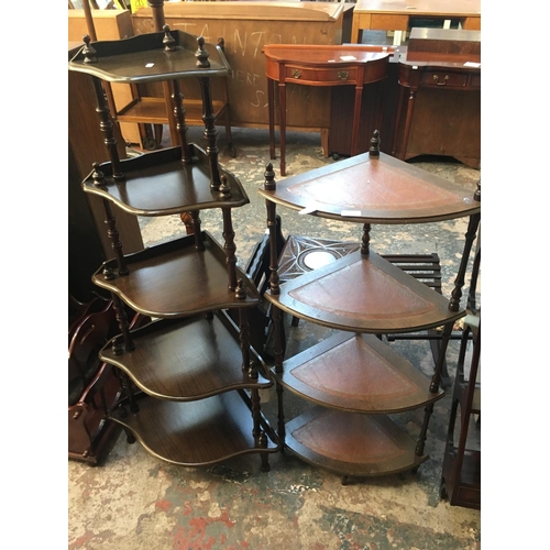 536 - FOUR ITEMS TO INCLUDE TWO WHATNOT STANDS AND TWO MAGAZINE RACKS