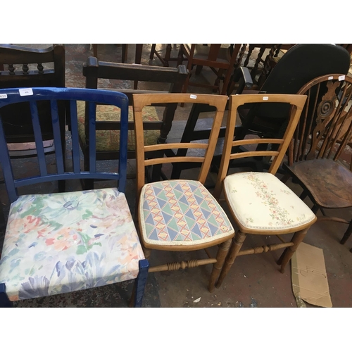 655 - THREE VARIOUS KITCHEN CHAIRS