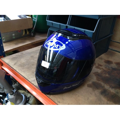 66 - A BLUE SUOMY DARK METAL MOTORCYCLE HELMET