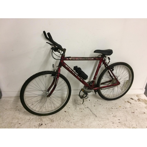 3 - A RED AND BLACK TOWNSEND PHOBOS GENTS MOUNTAIN BIKE WITH 18 SPEED SHIMANO GEAR SYSTEM