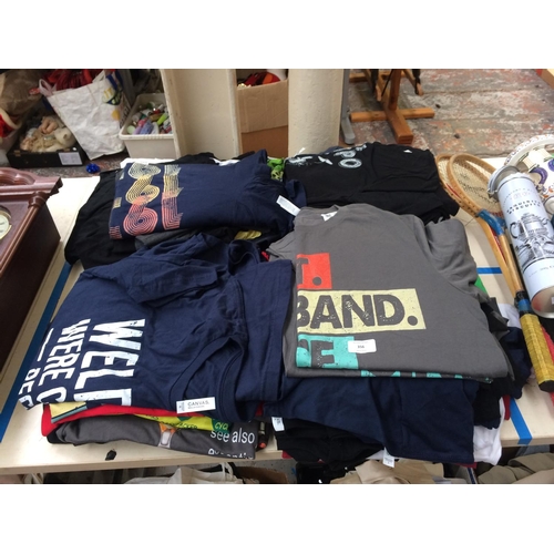 356 - FIFTY FIVE NEW VARIOUS MENS T-SHIRTS RANGING FROM SIZE SMALL TO XXL