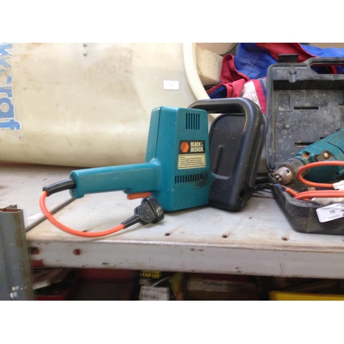 75 - TWO BLACK & DECKER ELECTRIC POWER TOOLS TO INCLUDE CASED POWER DRILL (Model 400HH18) AND HEDGE TRIMM... 