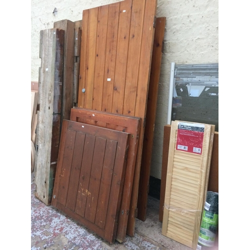 91 - THREE ITEMS TO INCLUDE PINE STABLE DOORS MEASURING APPROX 77