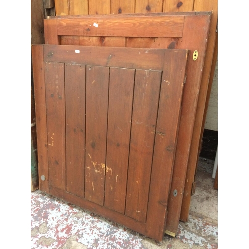 91 - THREE ITEMS TO INCLUDE PINE STABLE DOORS MEASURING APPROX 77