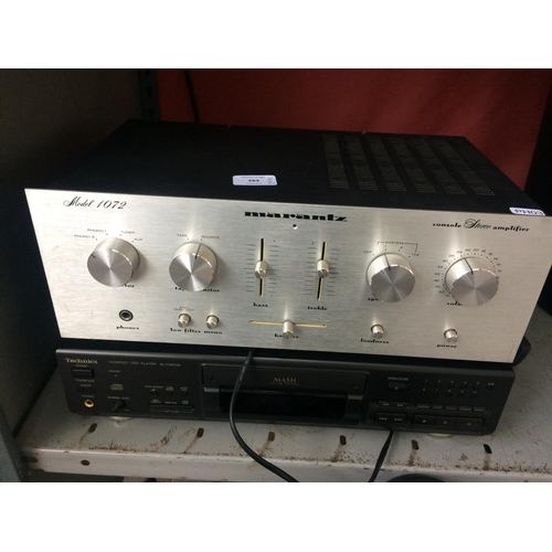 284 - TWO ITEMS OF HI-FI SEPARATES TO INCLUDE VINTAGE MARANTZ (1072) AMPLIFIER, AND A TECHNICS (SLPS670A) ... 