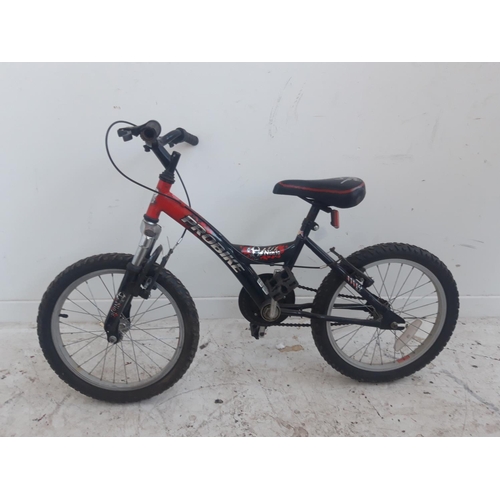 11 - A BLACK AND RED PROBIKE BOYS BMX STYLE BIKE WITH FRONT SUSPENSION