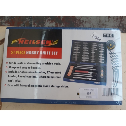 134 - A CASED NEW NEILSEN 51 PIECE HOBBY KNIFE SET