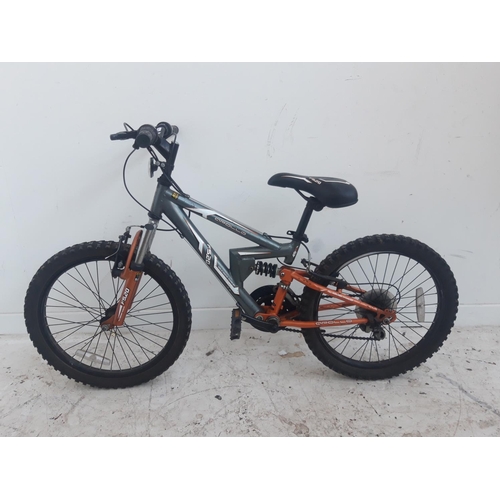 3 - A GREY AND GOLD APOLLO FS20 DUAL SUSPENSION BMX STYLE BIKE WITH 12 SPEED SHIMANO GEAR SYSTEM