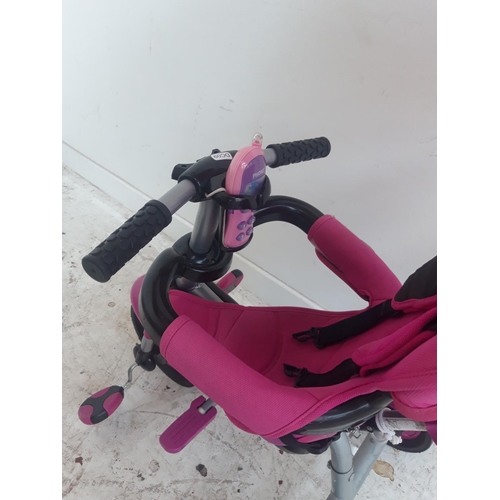 47 - A BLACK AND PINK SMART TRIKE CHILD'S TRICYCLE WITH ADULTS SAFETY HANDLE