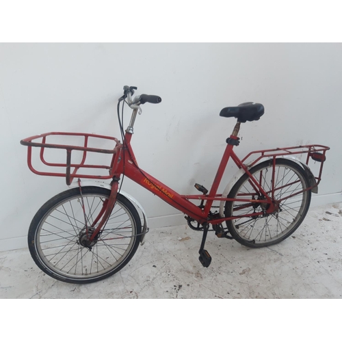 6 - A RED PASHLEY ROYAL MAIL MAIL STAR DELIVERY BIKE WITH TWIN DRUM BRAKES AND 3 SPEED GEAR SYSTEM