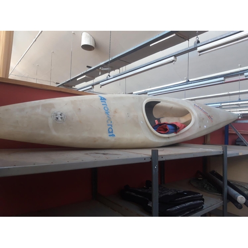 68 - TWO ITEMS TO INCLUDE A GOOD QUALITY ARROWCRAFT 13 FOOT PLASTIC CANOE WITH SPLASH SPORT LIFE JACKET