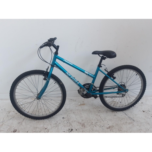 8 - A BLUE INTEGRA PHANTOM BOYS MOUNTAIN BIKE WITH 18 SPEED SHIMANO GEAR SYSTEM