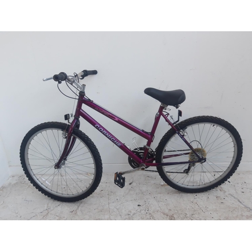 9 - A PURPLE CORNICHE LADIES MOUNTAIN BIKE WITH 15 SPEED SHIMANO GEAR SYSTEM