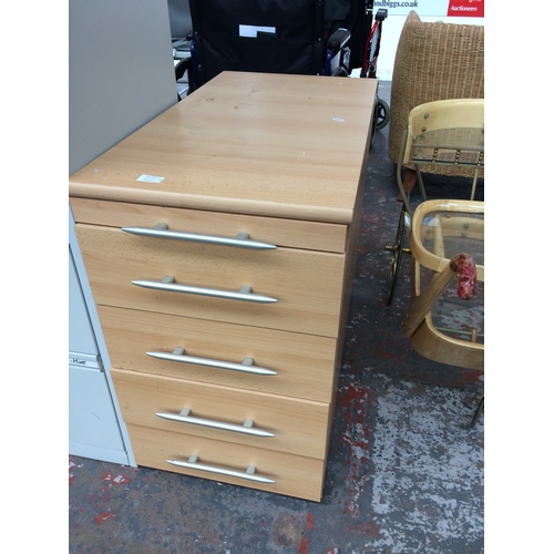 22A - A WOOD EFFECT FIVE DRAWER OFFICE FILING CABINET