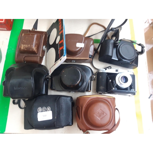 451 - EIGHT MIXED CAMERAS TO INCLUDE TWO PETRI CAMERAS, CANON CAMERA, TWO AGFA CAMERAS, RICOH AUTO 35 CAME... 