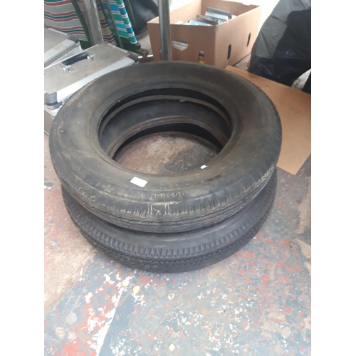 126 - TWO VINTAGE CROSSPLY TYRES SIZE 5.25 x 5.50 x 17