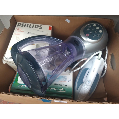 190 - FOUR ITEMS TO INCLUDE AN HINARI LIFESTYLE STEAM IRON, A BREVILLE FOOD BLENDER, A BOXED PHILIPS TEASM... 