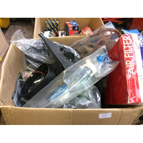 128 - FIVE ITEMS TO INCLUDE BOXED NEW BOGE BMW FRONT SHOCK ABSORBERS AND TWO BOXES CONTAINING GENUINE FORD... 