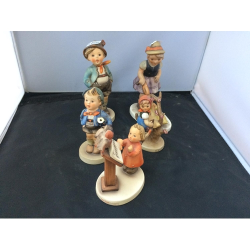 389 - FIVE WEST GERMAN GOEBEL FIGURINES (ONE A/F)