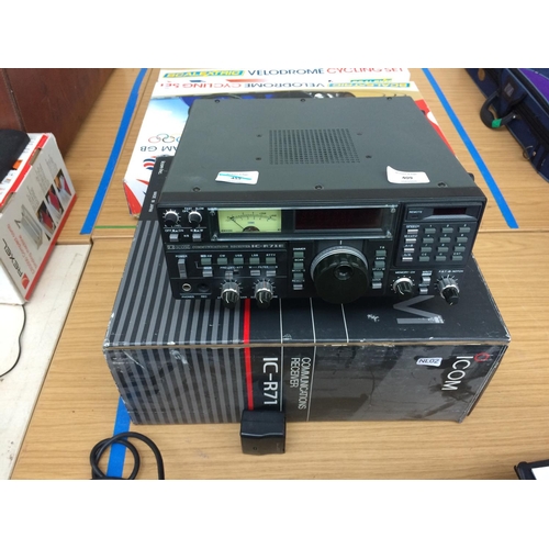 409 - AN ICOM COMMUNICATIONS RECEIVER IN BOX (MODEL IC-R71)