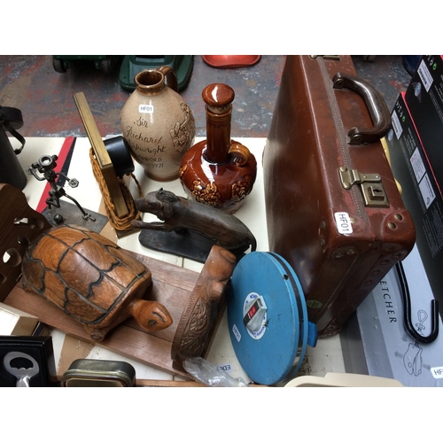 445 - A LARGE COLLECTION OF MIXED ITEMS TO INCLUDE TWO PAIRS OF BINOCULARS - ONE PRINZ EMPIRE AND ONE SUPE... 