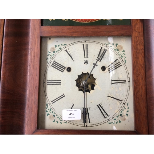 456 - AN AMERICAN MAHOGANY WALL CLOCK