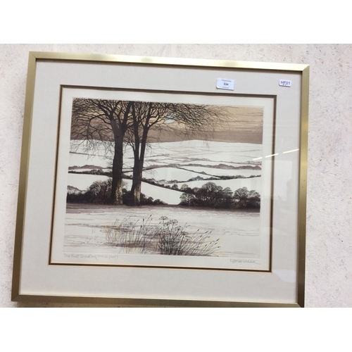 534 - TWO LIMITED EDITION KATHLEEN CADDICK PICTURES TO INCLUDE HEDGEROW TREES AND THE FIRST SNOWFALL