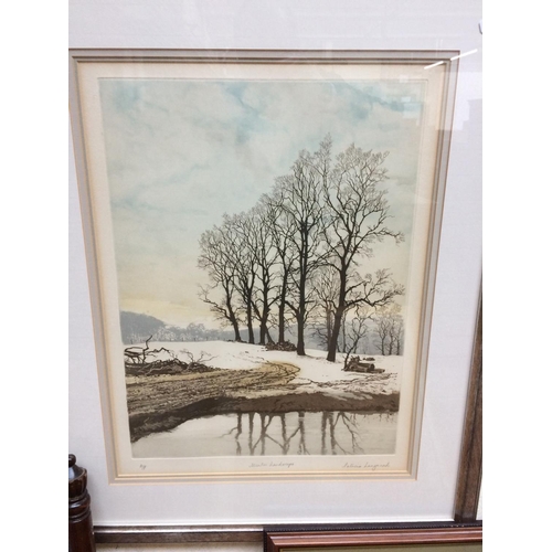 535 - TWO PICTURES TO INCLUDE A WINTER LANDSCAPE BY PATRICIA LANGMEAD AND A LIMITED EDITION 33 OF 80 MISTY... 