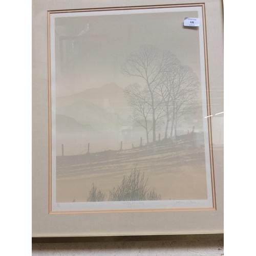 535 - TWO PICTURES TO INCLUDE A WINTER LANDSCAPE BY PATRICIA LANGMEAD AND A LIMITED EDITION 33 OF 80 MISTY... 