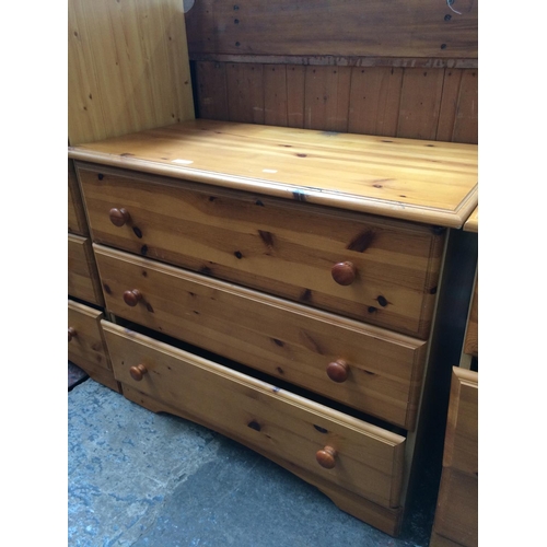 629 - A LARGE PINE CHEST OF THREE DRAWERS (MATCHING LOTS 552, 553, 628 & 630)