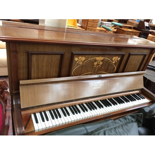 673 - AN ART NOUVEAU PAUL WERNER DRESDEN UPRIGHT PIANO (PIECE IN OFFICE)