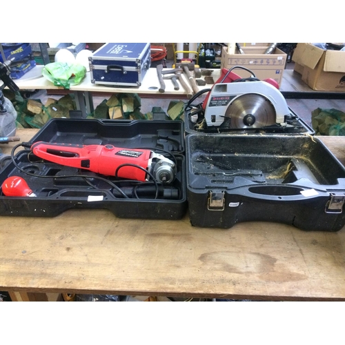 98 - TWO CASED ELECTRIC POWER TOOLS TO INCLUDE A CHAMPION CCS 1600W HANDHELD CIRCULAR SAW AND A TECTAKE A... 