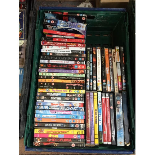 334 - FOUR BOXES CONTAINING DVD'S, CHINA, LP RECORDS, CD'S ETC