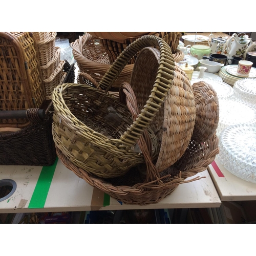 398 - FIFTEEN MIXED WICKER BASKETS