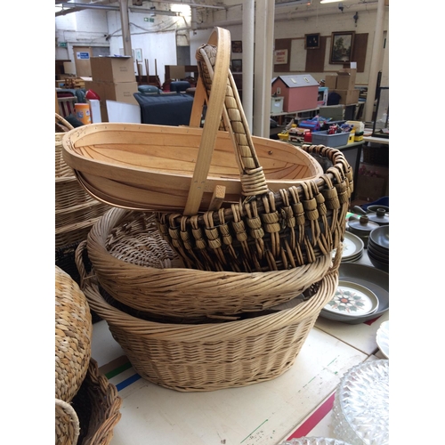 398 - FIFTEEN MIXED WICKER BASKETS