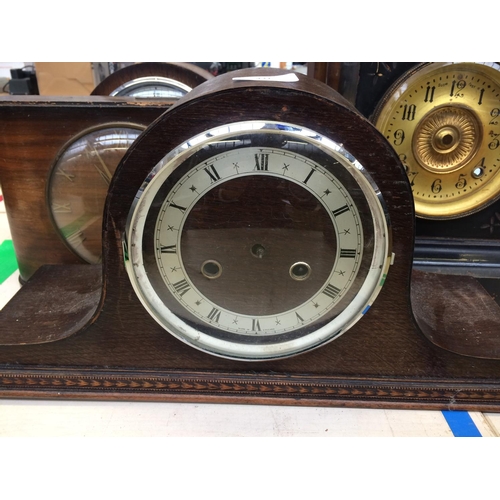 431 - FIVE MANTLE CLOCKS IN NEED OF REPAIR