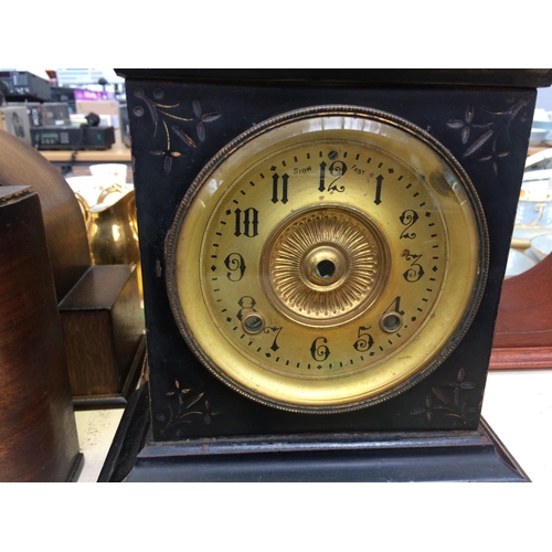 431 - FIVE MANTLE CLOCKS IN NEED OF REPAIR