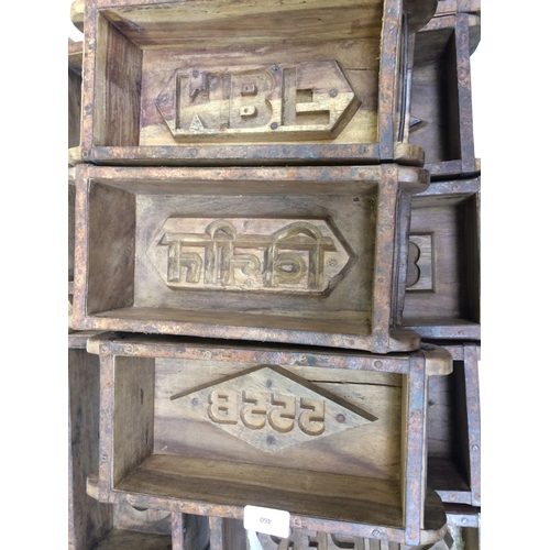 460 - TEN VINTAGE STYLE WOODEN BRICK MOULDS