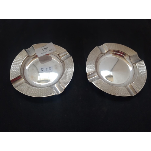 1089 - A PAIR OF GOOD QUALITY HALLMARKED SILVER OF BIRMINGHAM 1973 ASHTRAYS