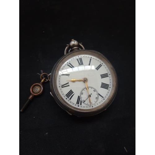 1105 - A LONDON HALLMARKED 1990 FUSEE LEVER POCKET WATCH