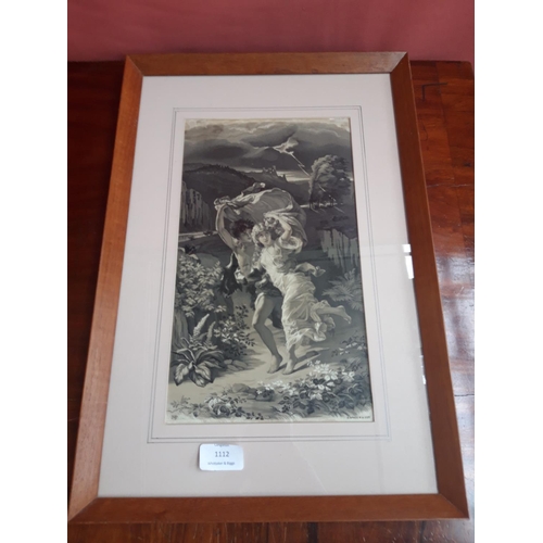 1112 - AN ORIGINAL FRAMED NEYRET FRERES OF FRANCE SILK WOVEN PICTURE TITLED THE STORM BY PIERRE AUGUST COT ... 