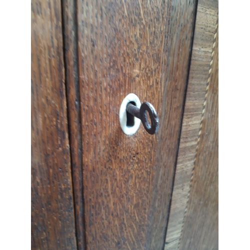 1116 - AN EARLY 20th CENTURY INLAID OAK WARDROBE WITH TWO LONG DRAWERS