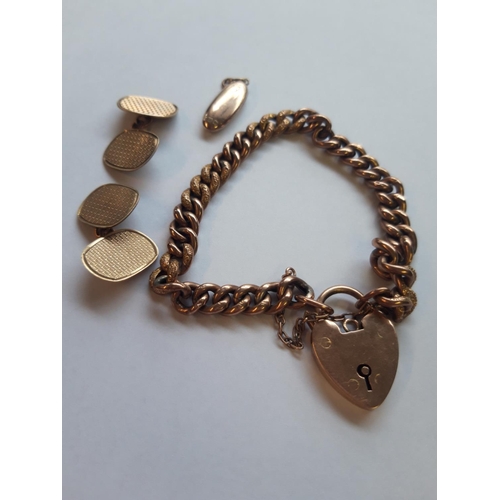 1086A - A HALLMARKED 9ct GOLD LADIES CHAIN LINK BRACELET TOGETHER WITH A PAIR OF HALLMARKED 9ct GOLD GENTS C... 