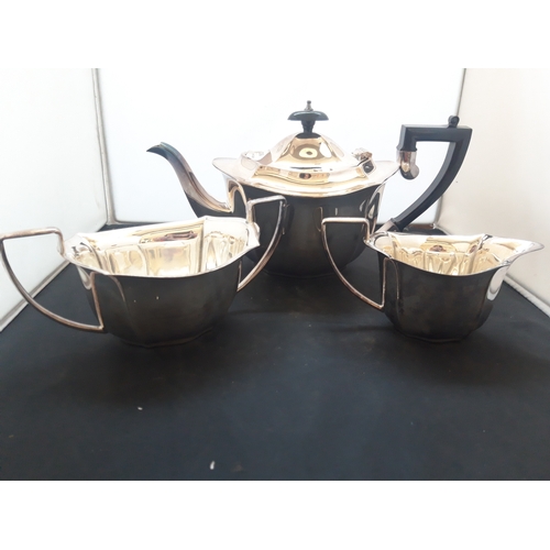 1088 - A THREE PIECE EPNS TEA SET COMPRISING OF: TEA POT, SUGAR BOWL AND MILK JUG