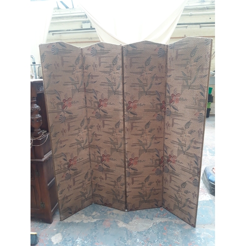 1119B - A VINTAGE DOUBLE SIDED FOUR FOLD OUT DRESSING SCREEN